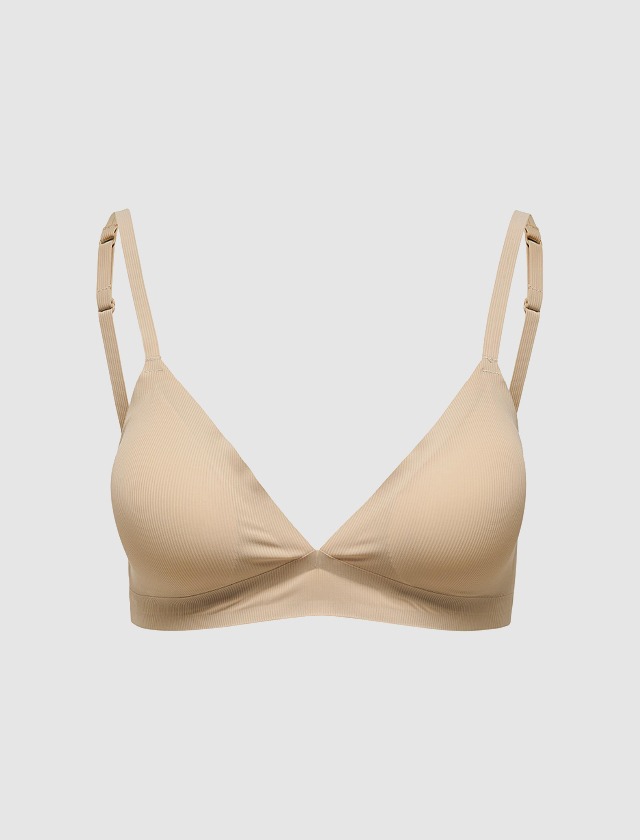 2023-10-Neu_bei_uns-Beige Triangel-BH ohne Polster. Beige Triangel-BH ohne Polster.