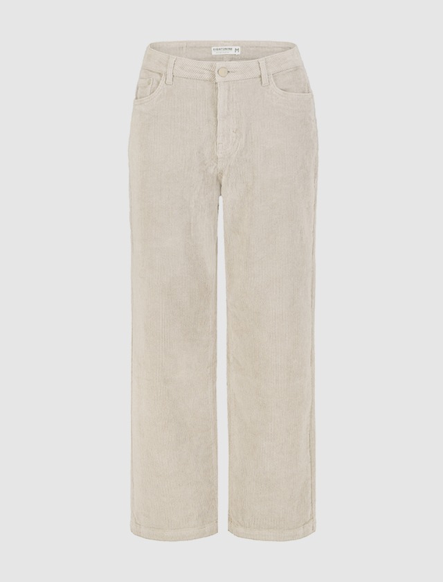 Beige Cordhosen mit geradem Schnitt. Beige Cordhosen mit geradem Schnitt.