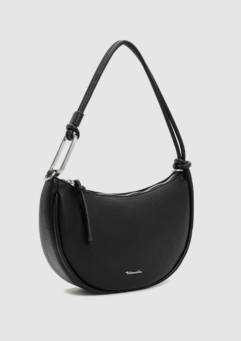 Schwarze Handtasche mit einem kurzem Schulterriemen. Schwarze Handtasche mit einem kurzem Schulterriemen.