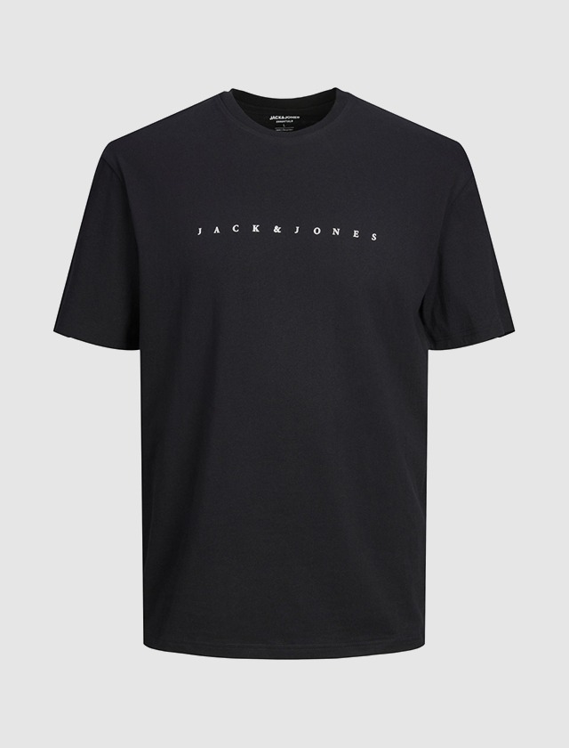 Schwarzes T-Shirt mit dem Aufdruck „JACK & JONES“. Schwarzes T-Shirt mit dem Aufdruck "JACK & JONES".