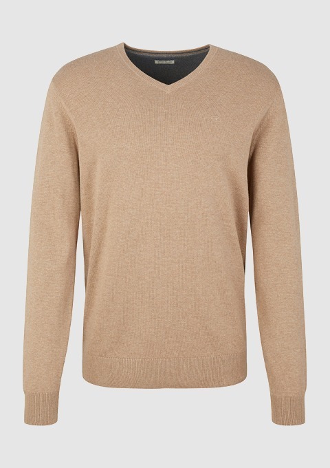 Beige V-Ausschnitt Pullover für Herren. Beige V-Ausschnitt Pullover für Herren.