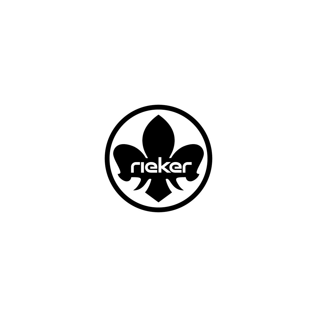 Logo von Rieker mit einem stilisierten Blatt.