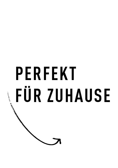 Text: "Perfekt für Zuhause" mit einer geschwungenen Linie.