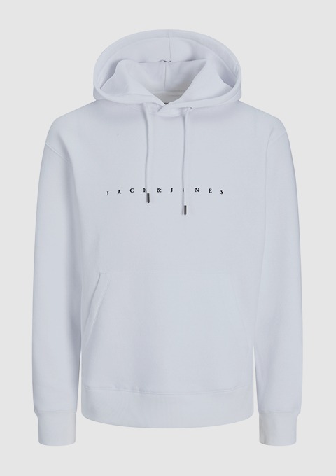 Weißer Hoodie mit Kapuze und dem Schriftzug "JACK & JONES".