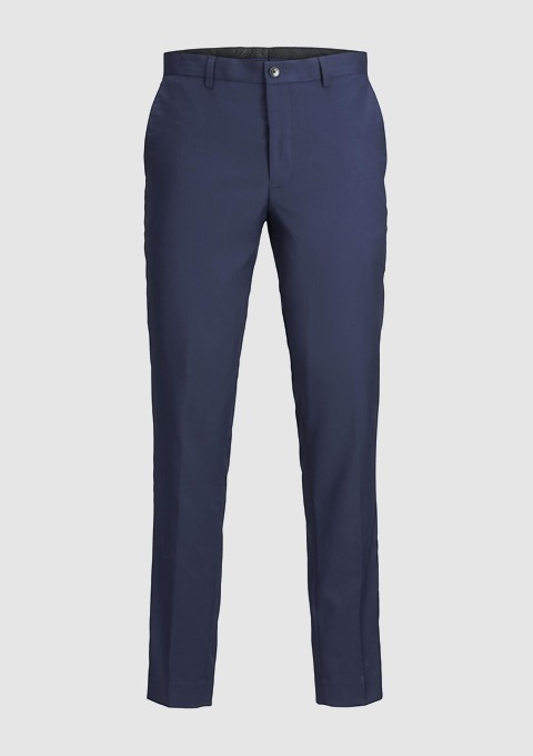 Dunkelblaue Hose mit geradem Schnitt. Dunkelblaue Hose mit geradem Schnitt.