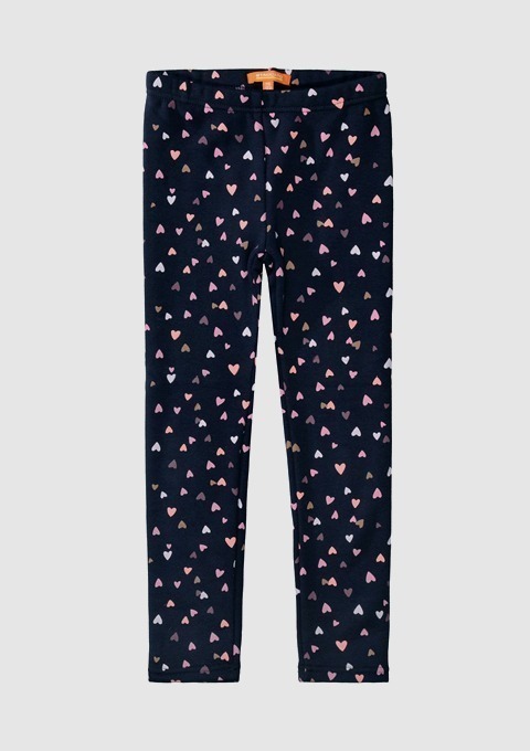 Schwarze Leggings mit rosa Herz-Muster. Schwarze Leggings mit rosa Herz-Muster.