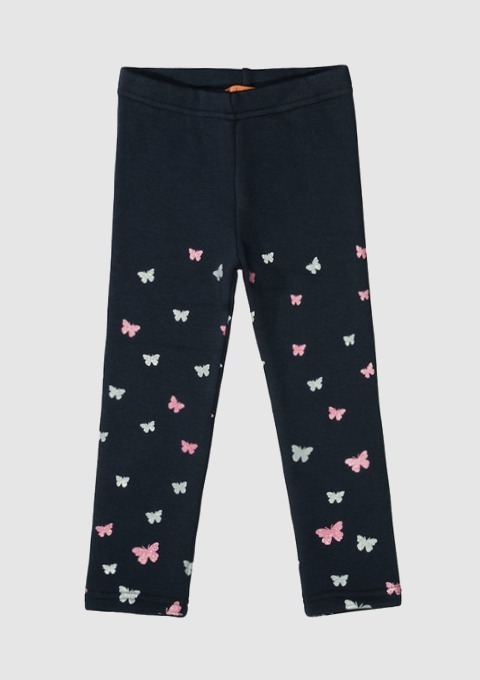 Dunkelblaue Leggings für Kinder mit bunten Schmetterlingen. Dunkelblaue Leggings für Kinder mit bunten Schmetterlingen.
