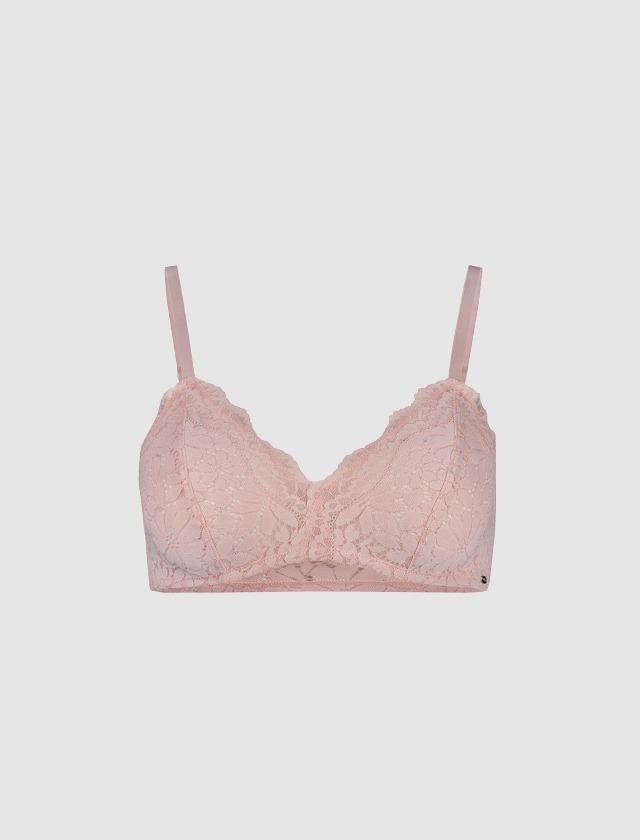 Ein rosa Spitzen-BH.