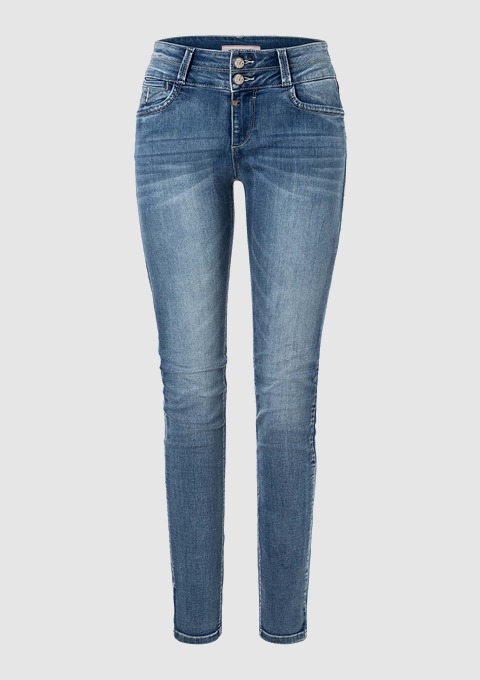 Eine blaue Jeanshose.