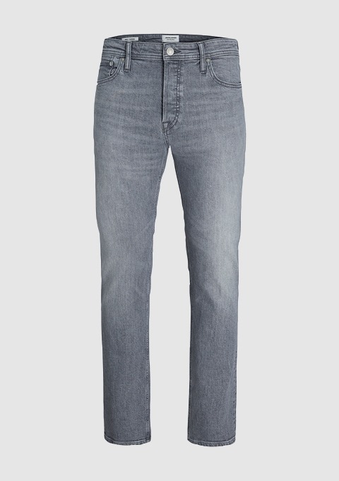 Ein Paar graue Jeans.