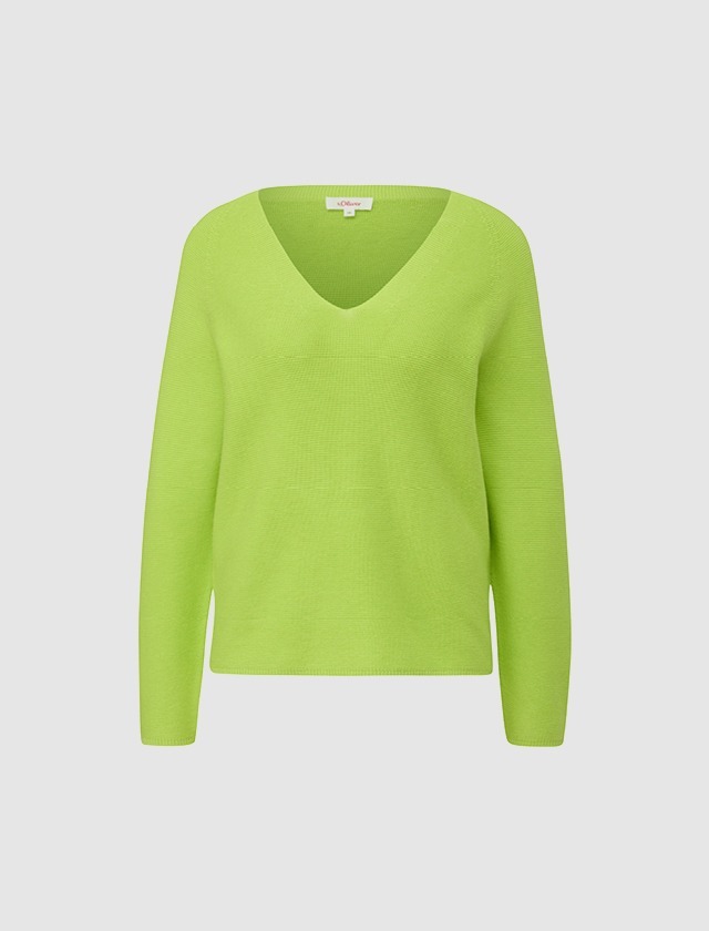 Ein grün Pullover mit V-Ausschnitt und langen Ärmeln. Ein grün Pullover mit V-Ausschnitt und langen Ärmeln.