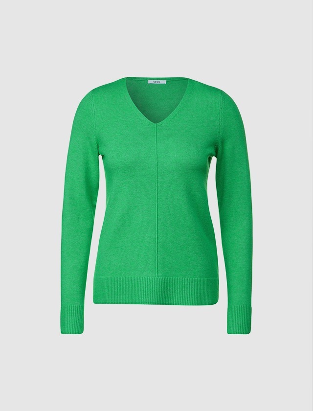 Grüner Pullover mit V-Ausschnitt. Grüner Pullover mit V-Ausschnitt.