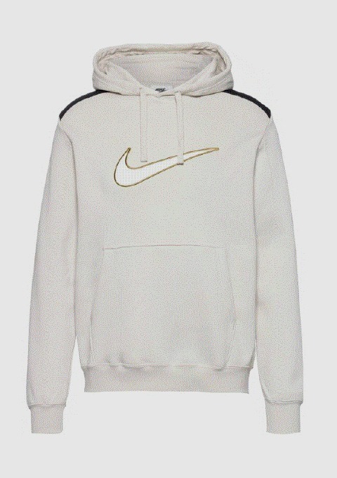 Weißer Hoodie mit Nike-Logo in Gold. Weißer Hoodie mit Nike-Logo in Gold.
