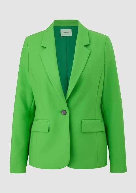 Ein grüner Blazer mit zwei Taschen und einem Knopf. Ein grüner Blazer mit zwei Taschen und einem Knopf.