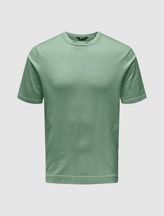 Ein mintgrünes T-Shirt.