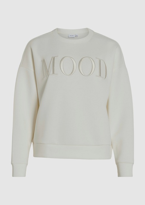 Weißer Sweatshirt mit dem Schriftzug "MOOD".