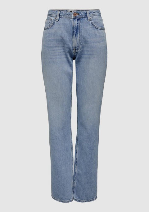 Jeans in hellem Blau mit geradem Schnitt.