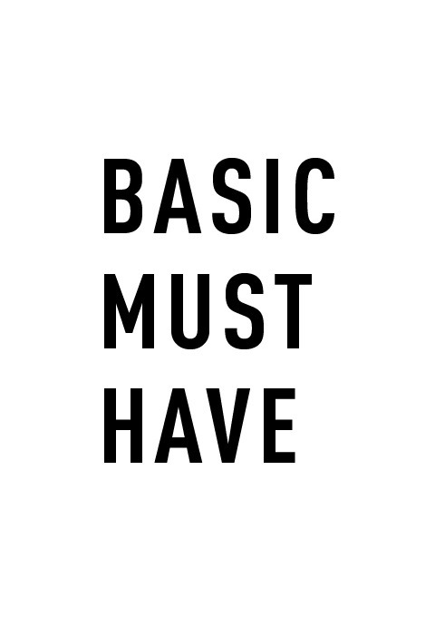 Text in Großbuchstaben: „BASIC MUST HAVE“ Text in Großbuchstaben: "BASIC MUST HAVE"