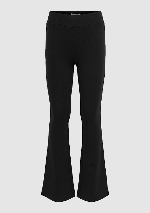 Schwarze, figurbetonte Flared-Leggings. Schwarze, figurbetonte Flared-Leggings.