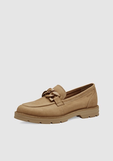 Brauner Slipper aus Leder.