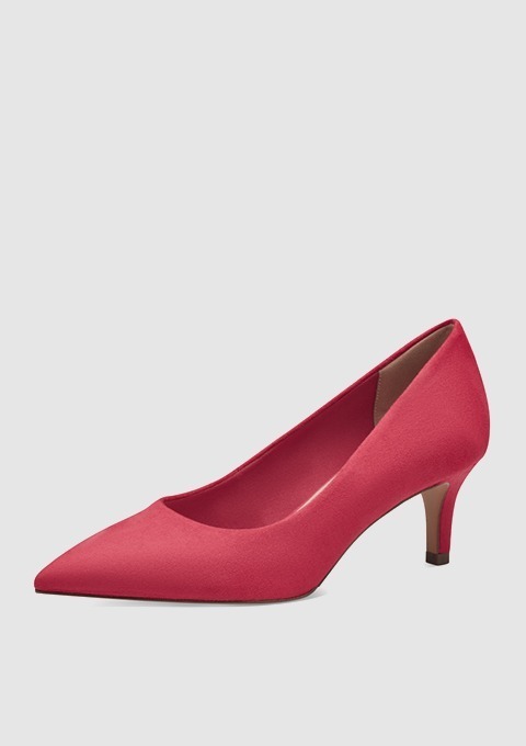 Rosa High Heels mit spitzer Zehenpartie und niedriger Absatzhöhe.