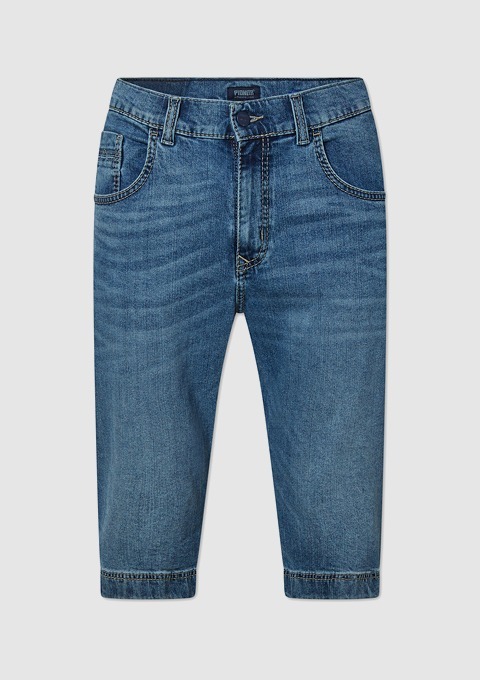 Eine blaue Jeans-Hose mit geradem Schnitt. Eine blaue Jeans-Hose mit geradem Schnitt.