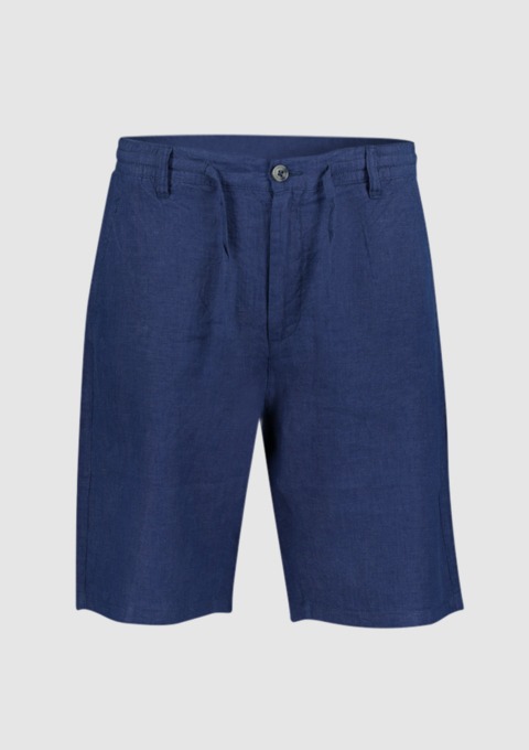 Dunkelblaue Shorts aus Leinen. Dunkelblaue Shorts aus Leinen.