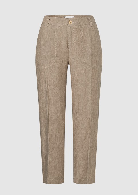Beige Damenhose mit geradem Schnitt. Beige Damenhose mit geradem Schnitt.