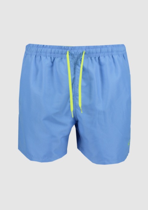 Blaue Badehose mit gelbem Kordelzug. Blaue Badehose mit gelbem Kordelzug.