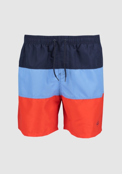 Badehose in Blau-, Hellblau- und Rottönen. Badehose in Blau-, Hellblau- und Rottönen.