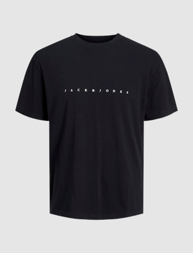 Schwarzes T-Shirt mit dem Aufdruck "JACK & JONES".