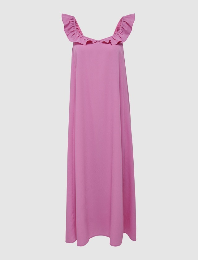 Ein pinkes Kleid mit Rßschen an den Trägern. Ein pinkes Kleid mit Rßschen an den Trägern.