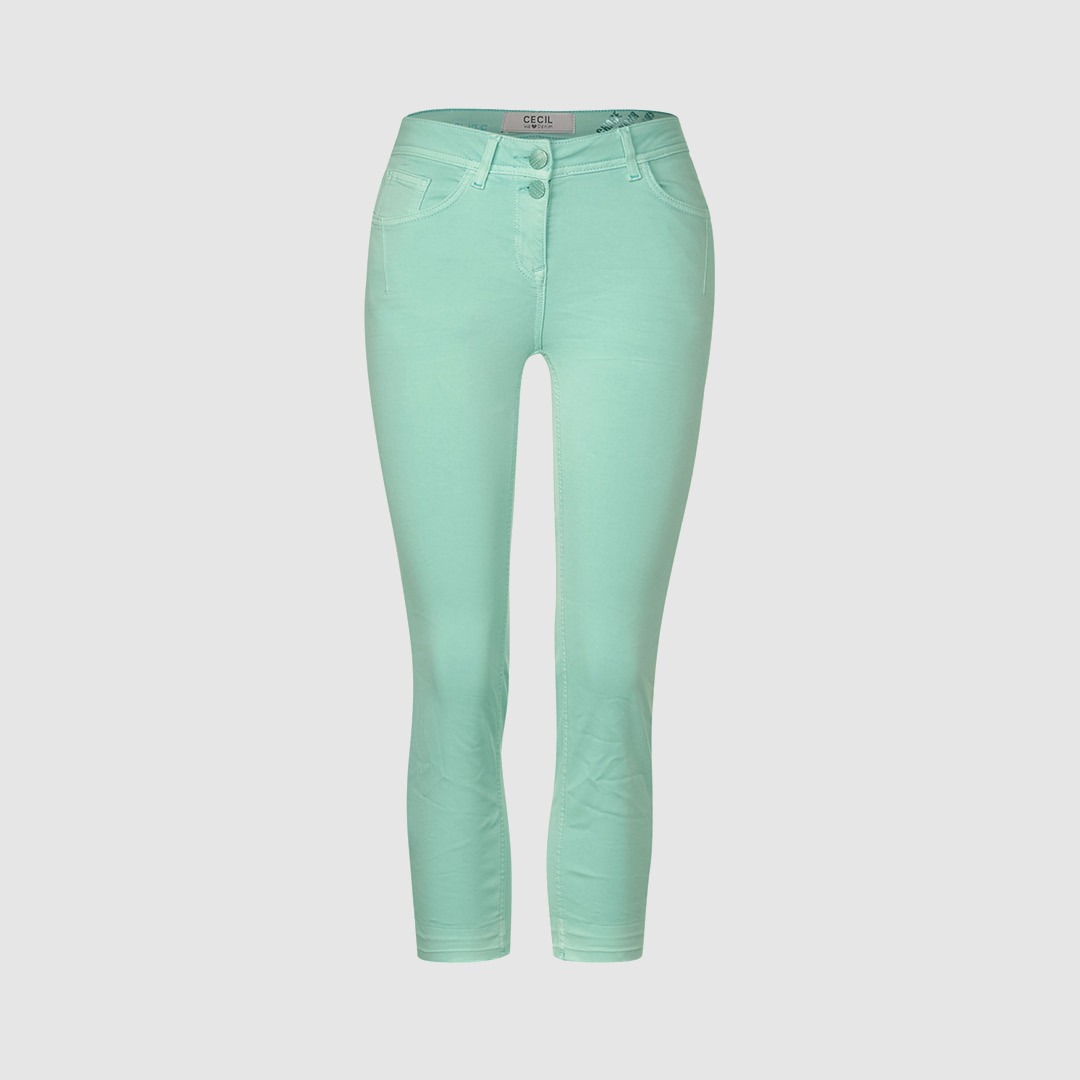 Eine mintgrĂźne Damenjeans. Eine mintgrĂźne Damenjeans.