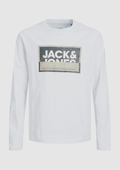 Langarm-T-Shirt in Weiß mit dem Aufdruck "JACK & JONES".