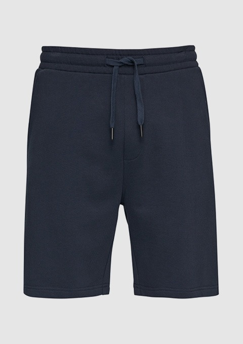 Dunkelblaue Sweatshorts mit elastischem Bund und Kordelzug.