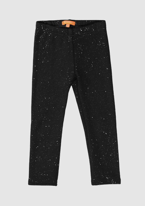Schwarze Leggings mit glitzernden Akzenten. Schwarze Leggings mit glitzernden Akzenten.