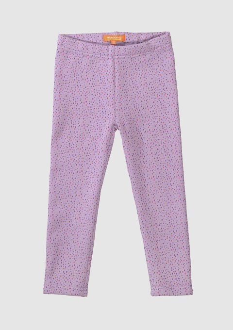 Lila Leggings mit bunten Punkten. Lila Leggings mit bunten Punkten.