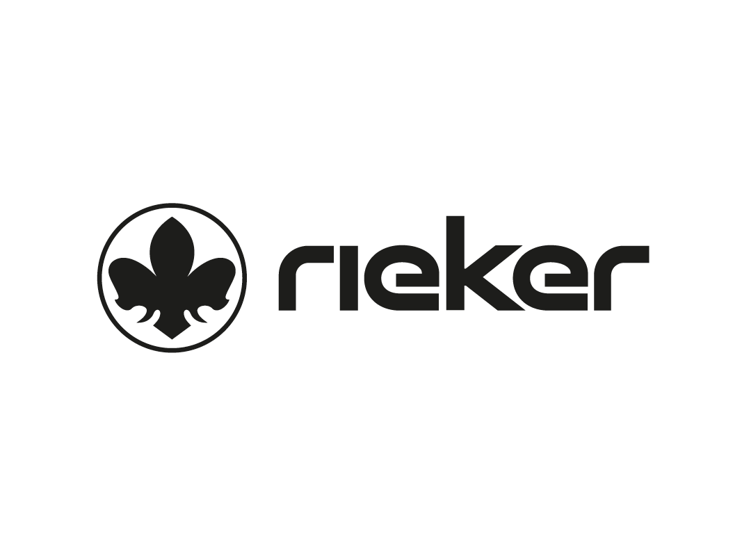 Logo der Marke Rieker mit einem stilisierten Blattsymbol.