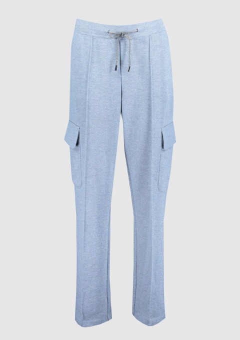 Graue Jogginghose mit Seitentaschen und Kordelzug. Graue Jogginghose mit Seitentaschen und Kordelzug.