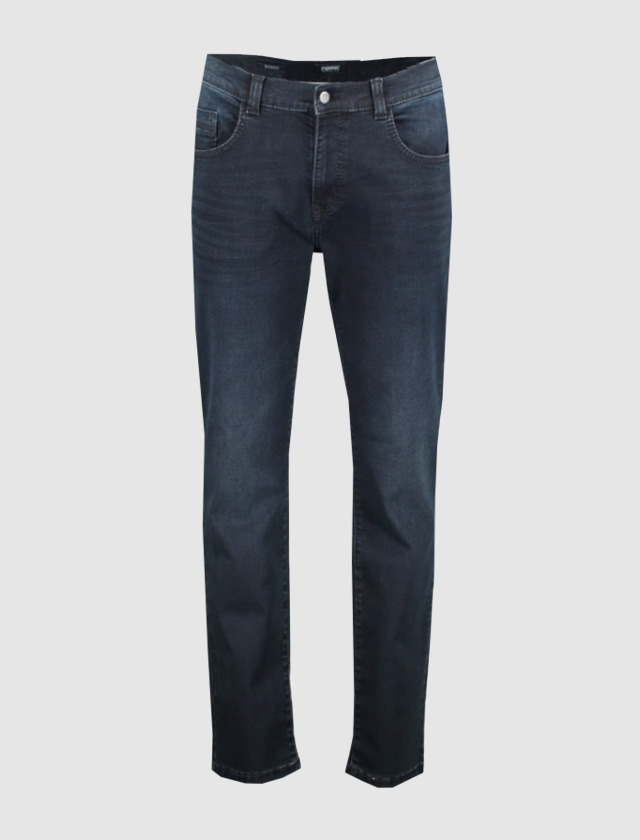 Dunkelblaue Jeans. Dunkelblaue Jeans.