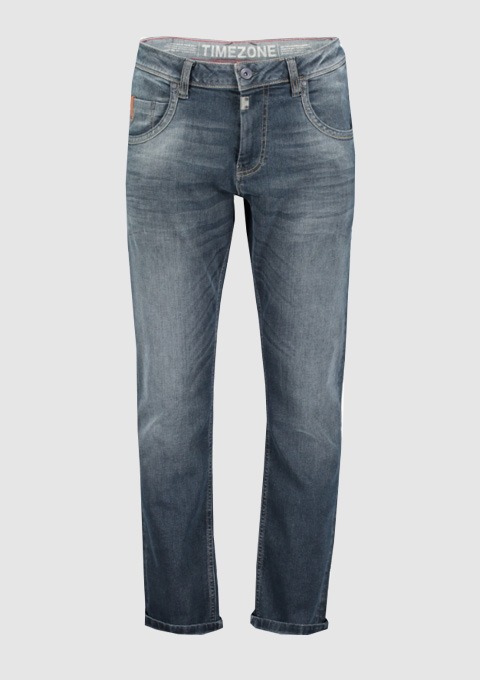 Eine blaue Jeanshose von der Marke TIMEZONE. Eine blaue Jeanshose von der Marke TIMEZONE.