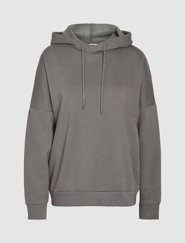 Grauer Hoodie mit Kapuze und Kordel. Grauer Hoodie mit Kapuze und Kordel.