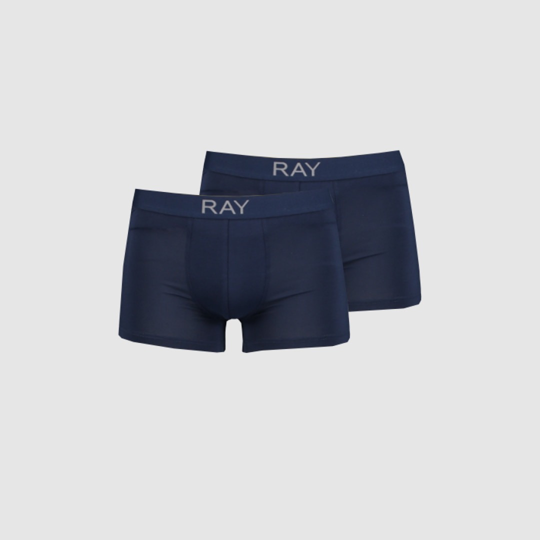 Zwei Paar dunkelblaue Unterhosen mit der Aufschrift „RAY“. Zwei Paar dunkelblaue Unterhosen mit der Aufschrift "RAY".