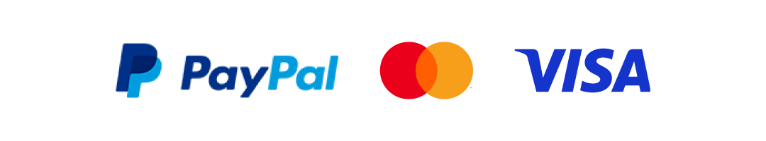 Logo von PayPal, Mastercard und Visa.