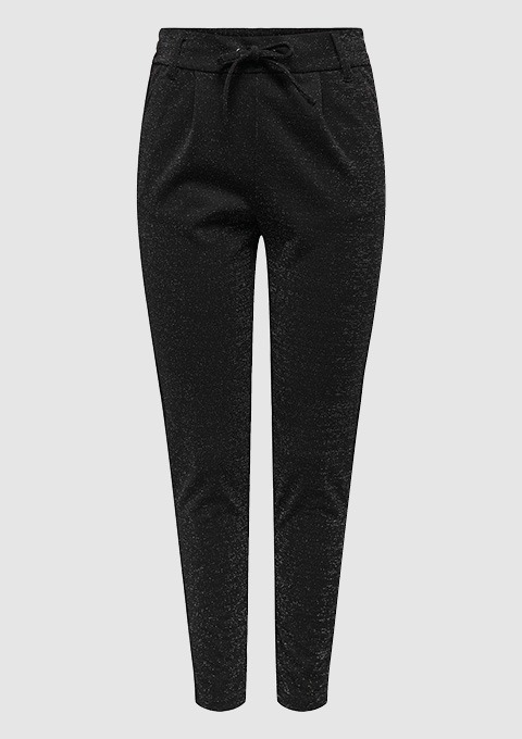 Schwarze, glitzernde Jogginghose mit Gummizug.
