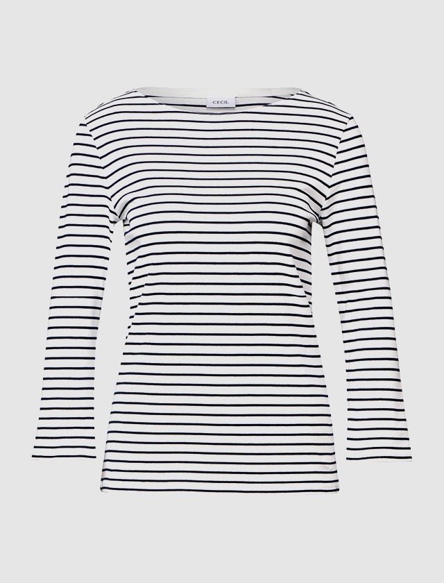 Gestreiftes Shirt aus Baumwolle und Polyester, perfekt für entspannte Looks und hohen Tragekomfort.