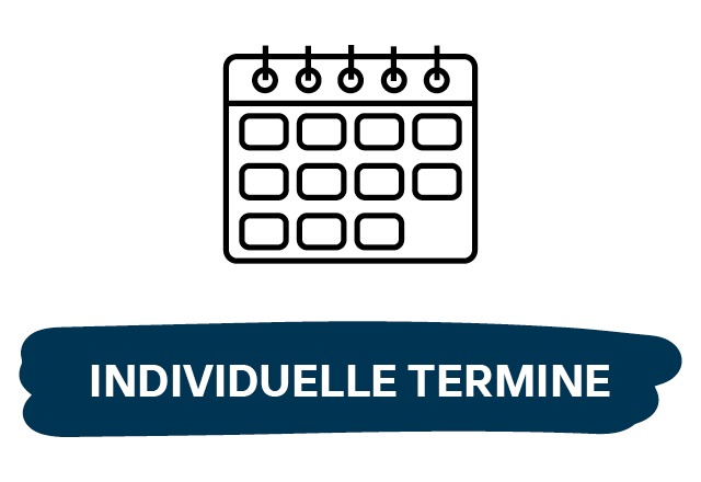 Ein Kalender mit dem Text „Individuelle Termine“. Ein Kalender mit dem Text „Individuelle Termine“.