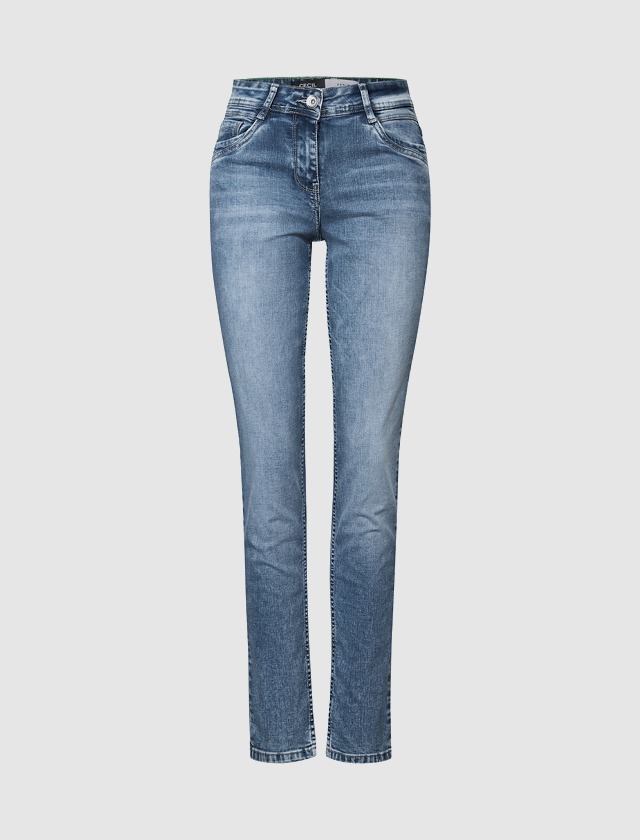 Eine blaue verwaschene Jeanshose. Eine blaue verwaschene Jeanshose.
